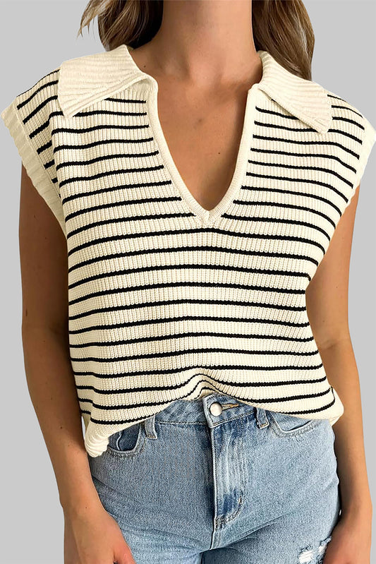 Striped Collared Neck Tank - The Goddess Galleries