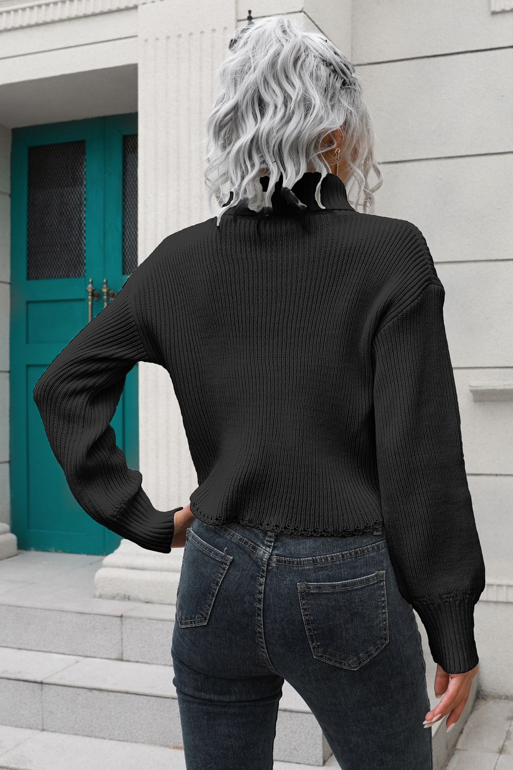 Turtleneck Dropped Shoulder Sweater - The Goddess Galleries