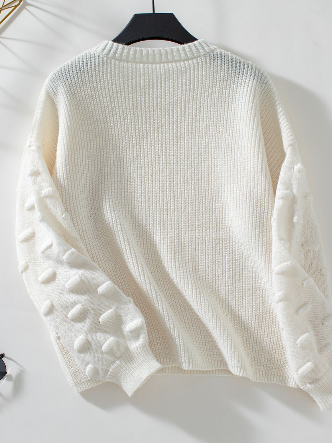 Round Neck Drop Shoulder Sweater - The Goddess Galleries