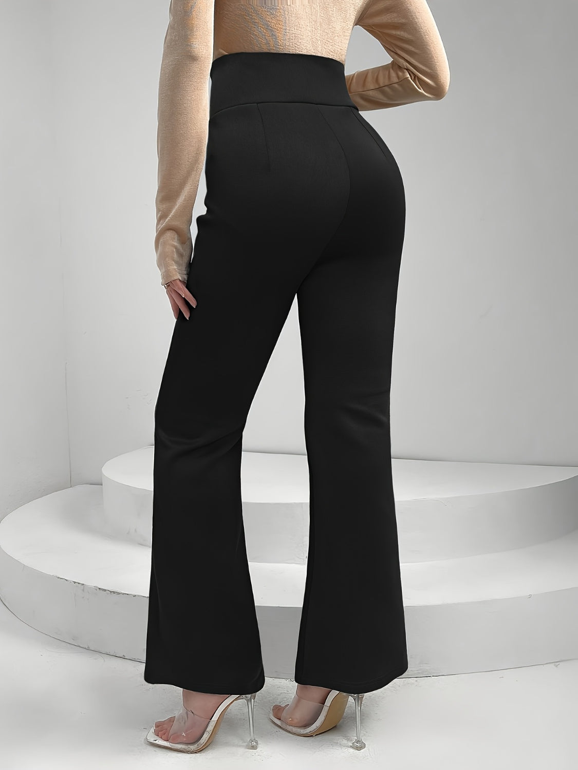 Lace Up Slit Bootcut Pants - The Goddess Galleries