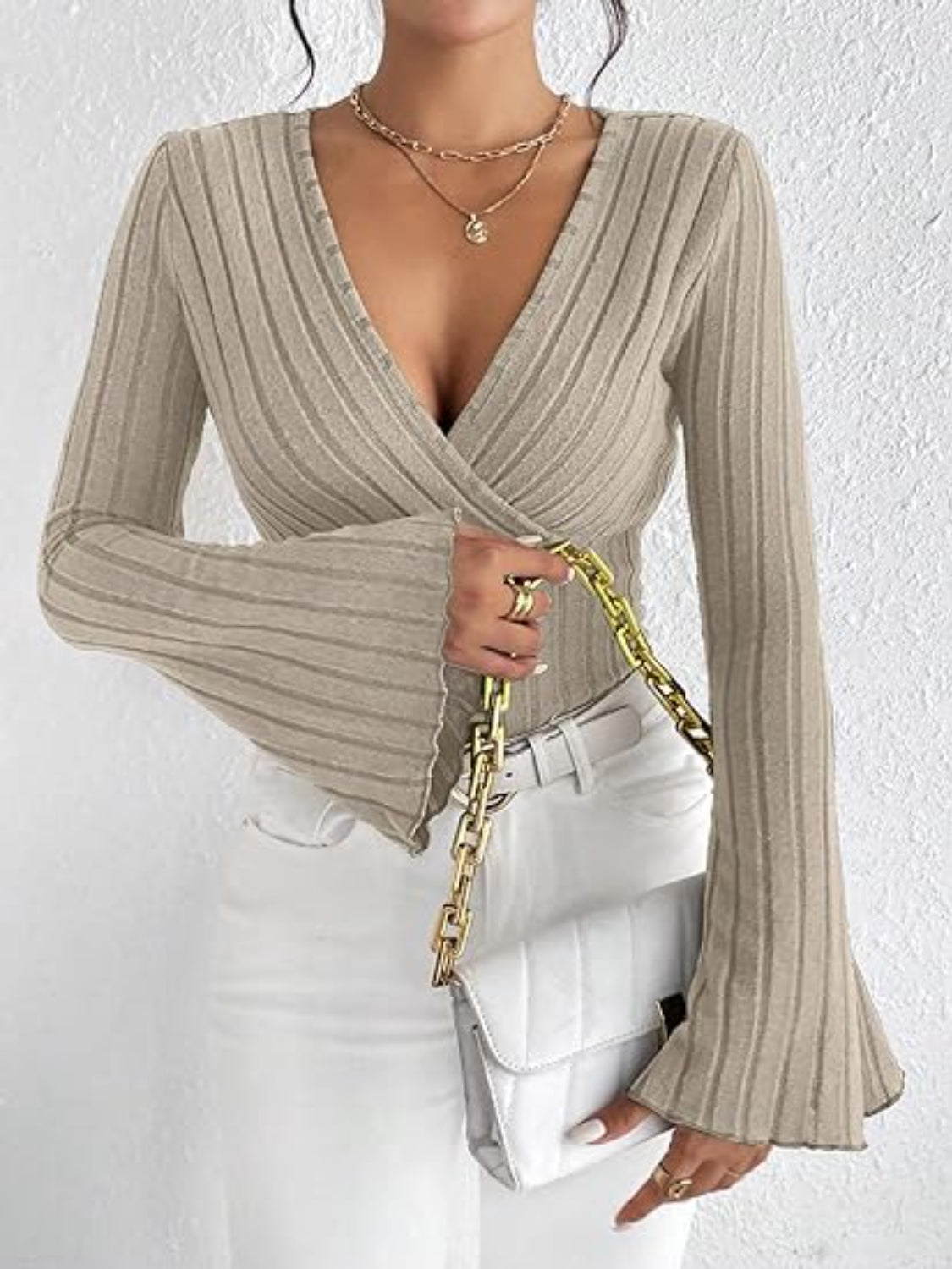 Ribbed Flare Sleeve Top - The Goddess Galleries