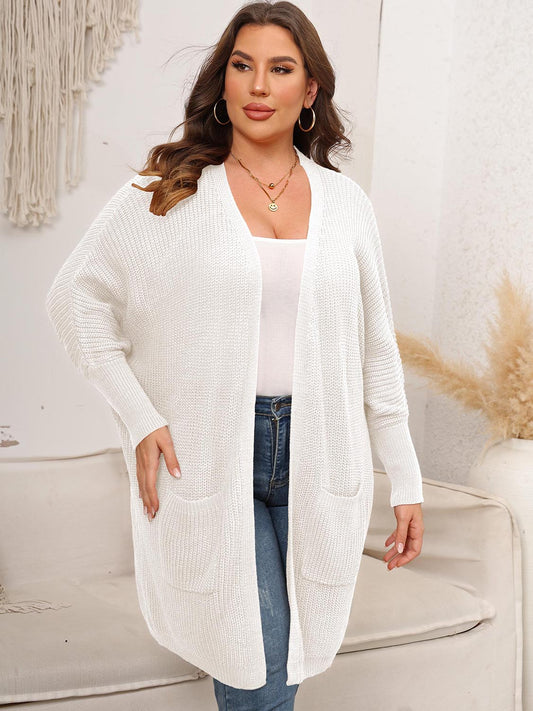 Plus Size Open Front Cardigan With Pockets - The Goddess Galleries