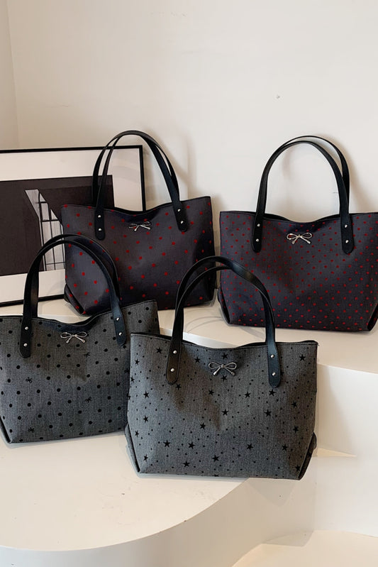 Polyester Bow Polka Dot Tote Bag - The Goddess Galleries