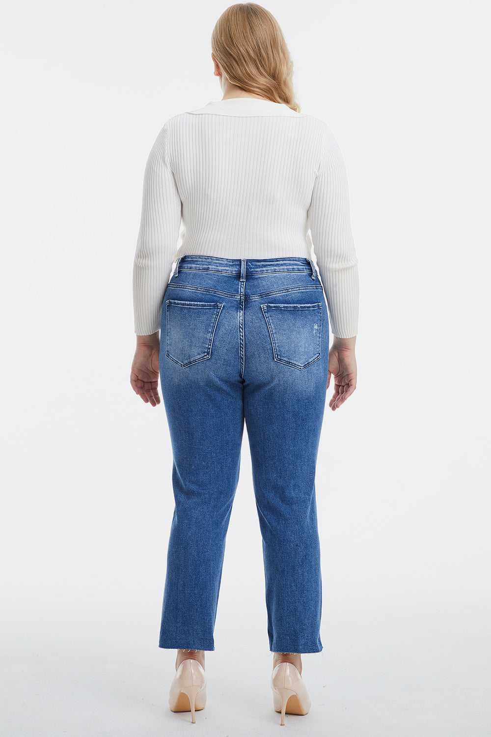 BAYEAS Full Size High Waist Distressed Cat's Whiskers Straight Jeans - The Goddess Galleries