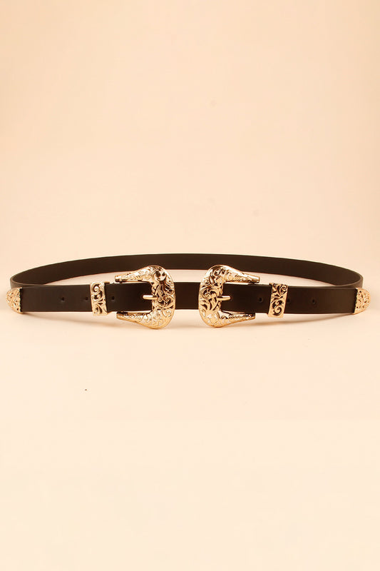 Double Buckle PU Leather Belt - The Goddess Galleries