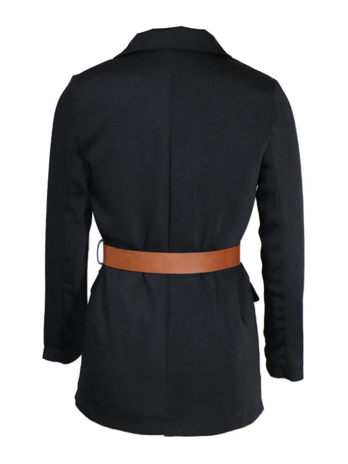 Buttoned Lapel Collar Long Sleeve Blazer - The Goddess Galleries