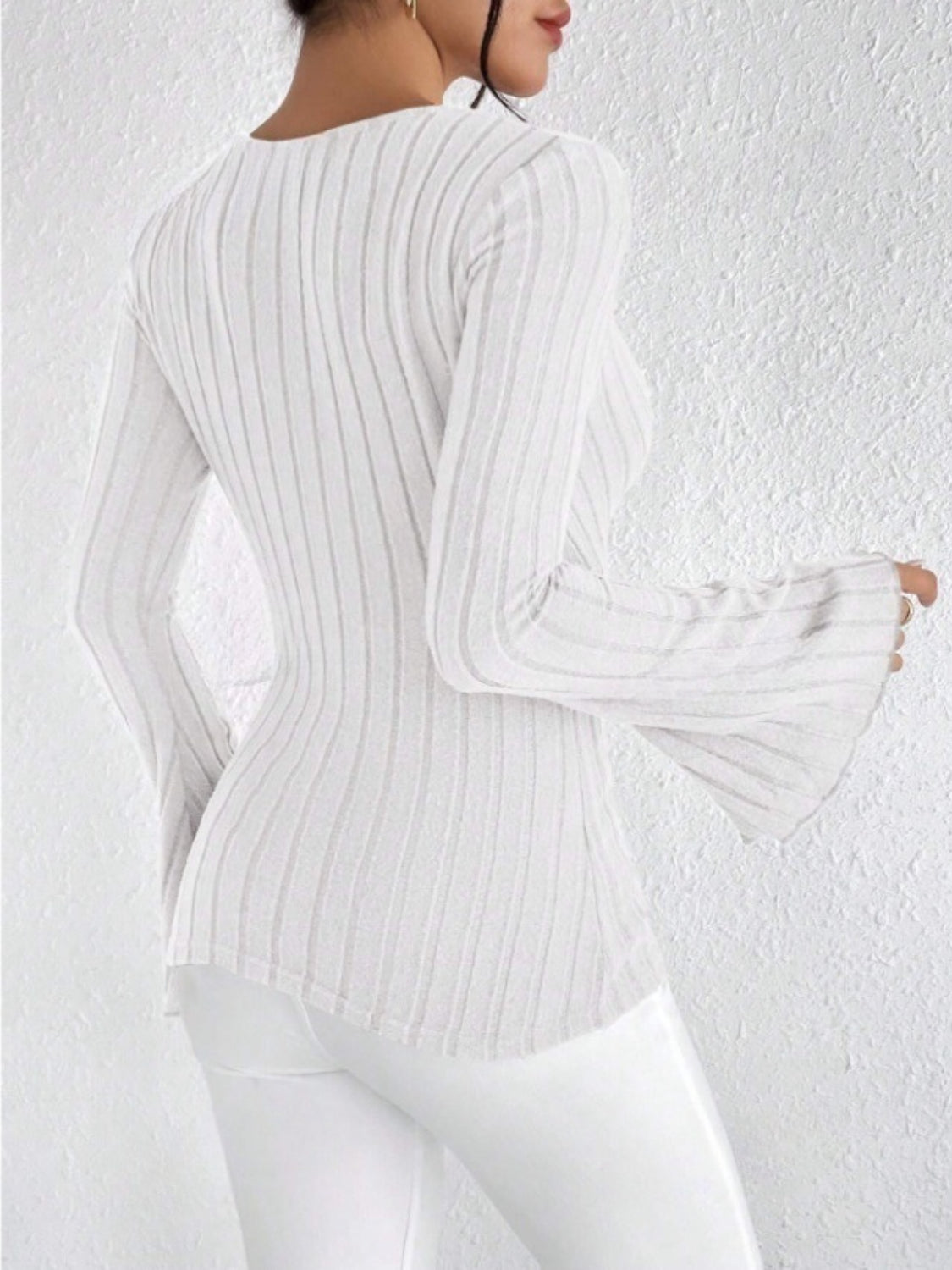 Ribbed Flare Sleeve Top - The Goddess Galleries