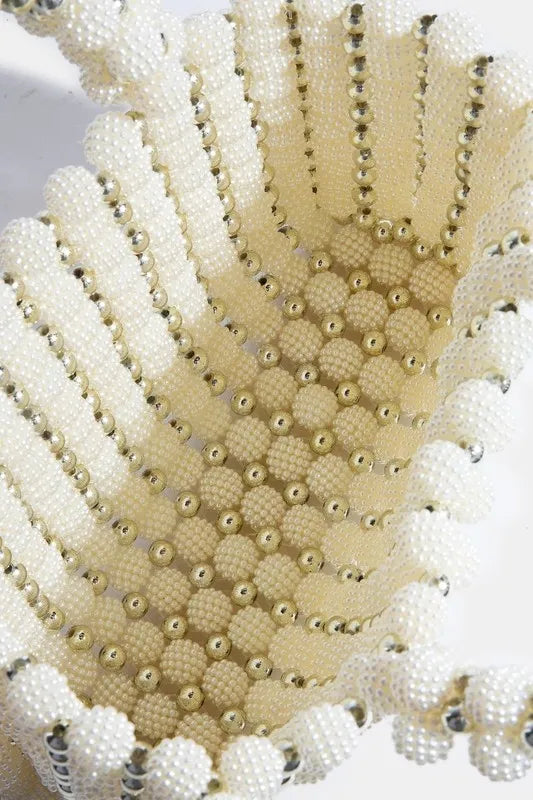 Fame Metallic and Pearl Cluster Beaded Handbag - The Goddess Galleries