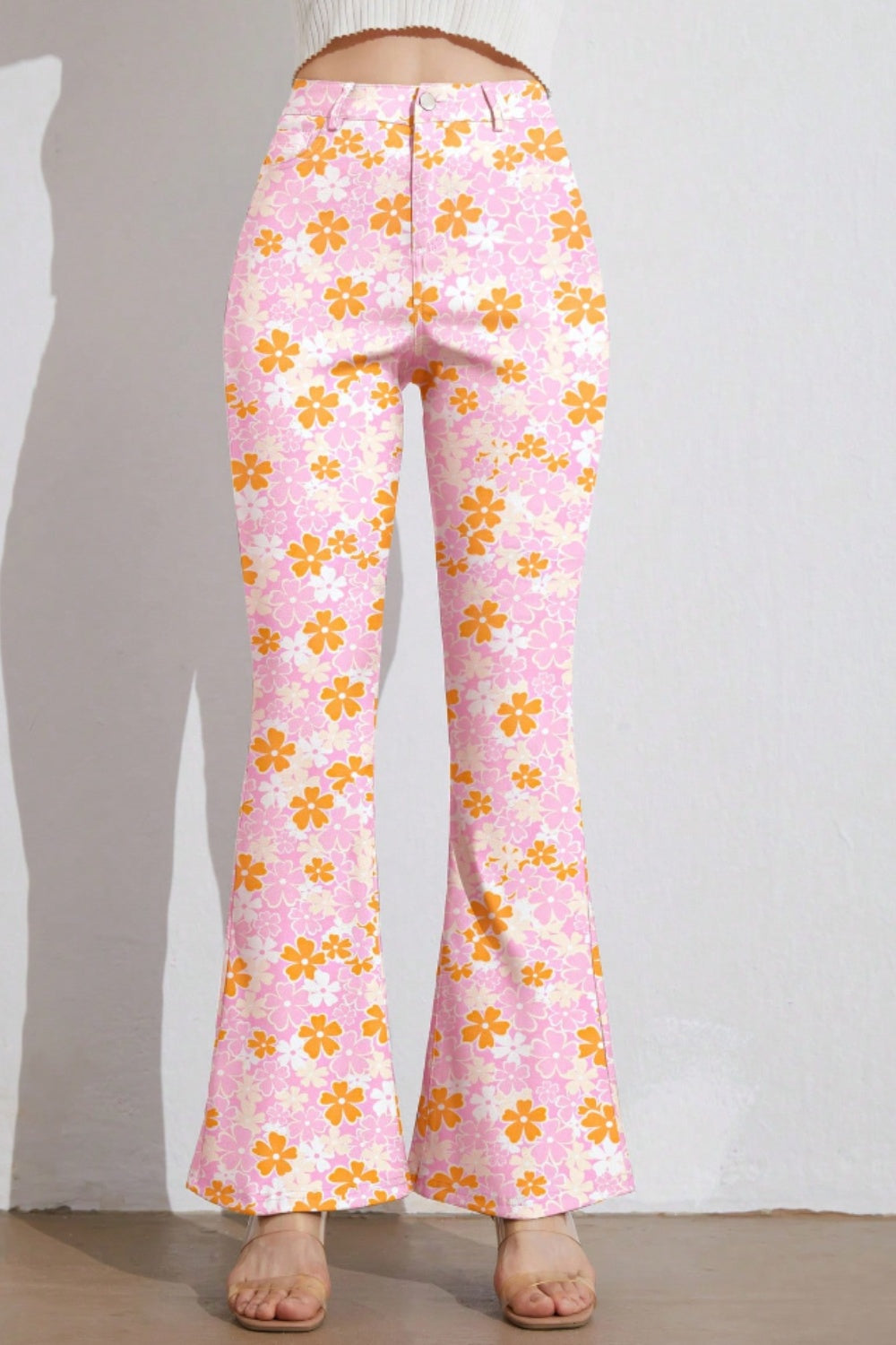 Printed High Waist Flare Pants with Pockets - The Goddess Galleries