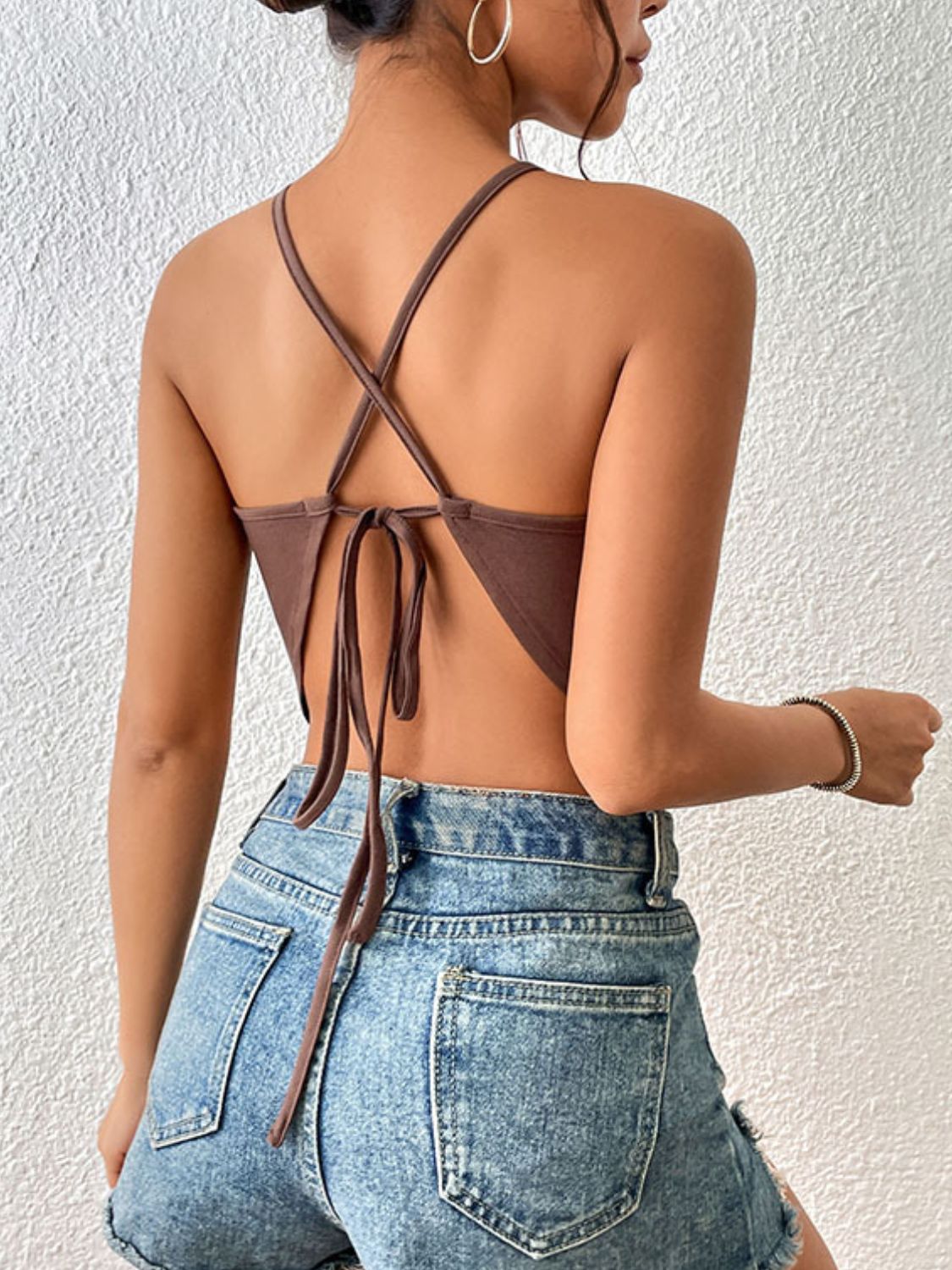 Perfee Crisscross Tie Back Slit Sleeveless Top - The Goddess Galleries