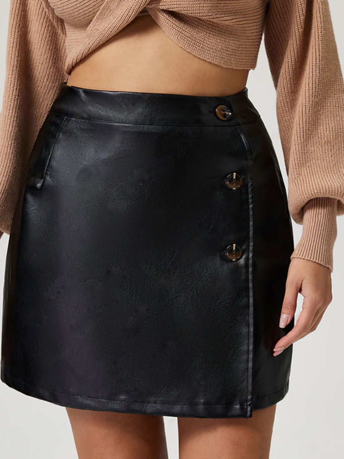 Buttoned High Rise Mini Skirt - The Goddess Galleries