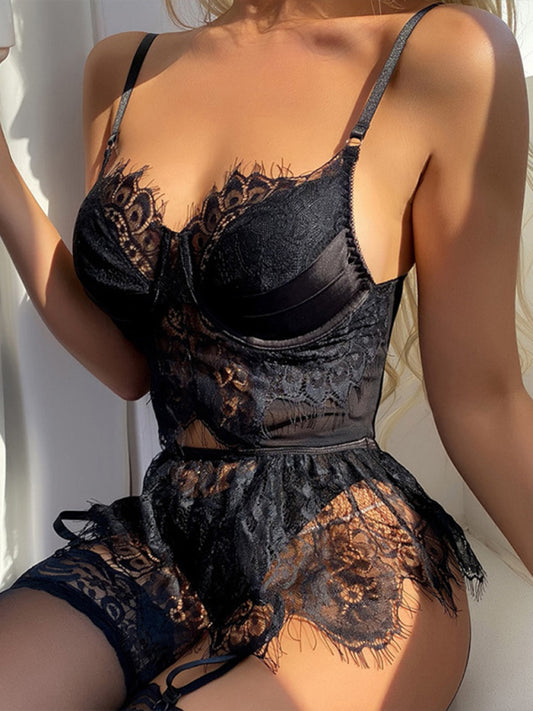 Sexy mama lingerie garter belt three-piece uniform set - The Goddess Galleries